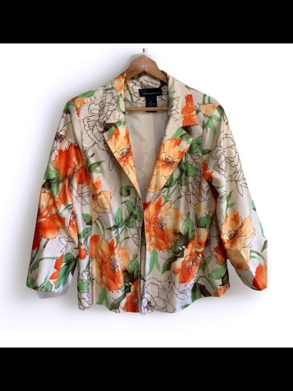 Susan Graver Womens Floral Print XL Dressy Suit Jacket Blazer, Lined